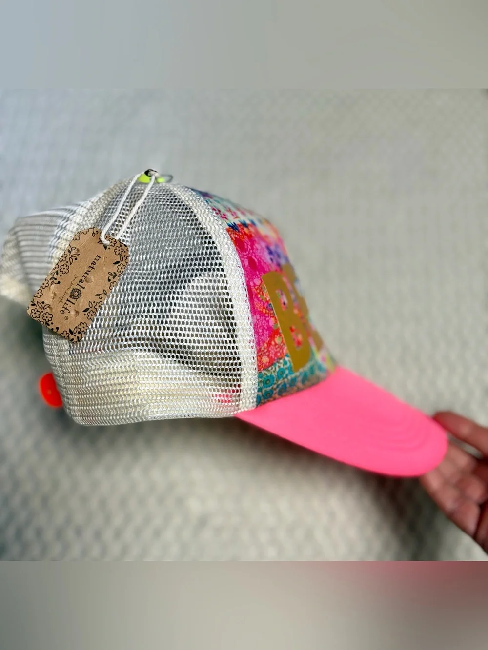 Natural Life Adjustable Trucker Hat Boho Coastal Girl Beach Summer NWT